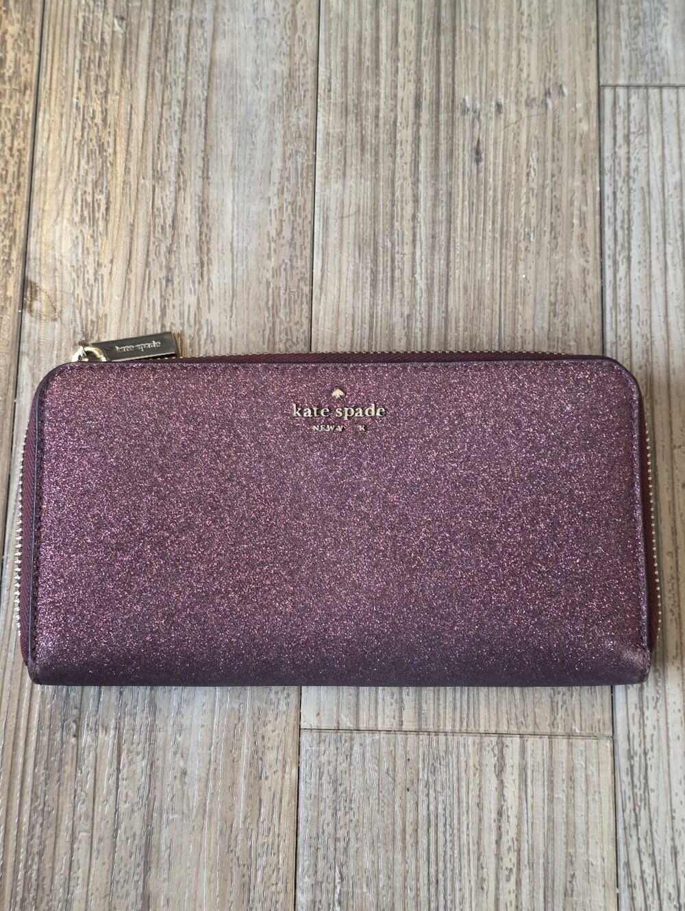 kate spade Glitter Zip Around Wallet - Plum